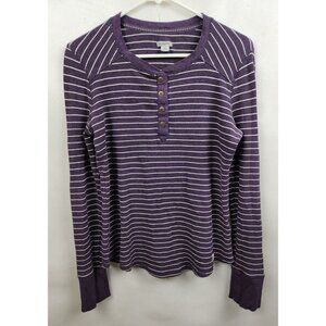 Carharrt Purple White Striped Henley 1/4 Button Thermal Top Size Medium